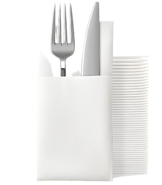 AIRLAID WHITE POCKET NAPKINS 16x16"