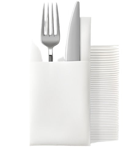 AIRLAID WHITE POCKET NAPKINS 16x16"