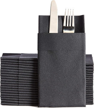 Airlaid Black Pocket Napkins 16x16"
