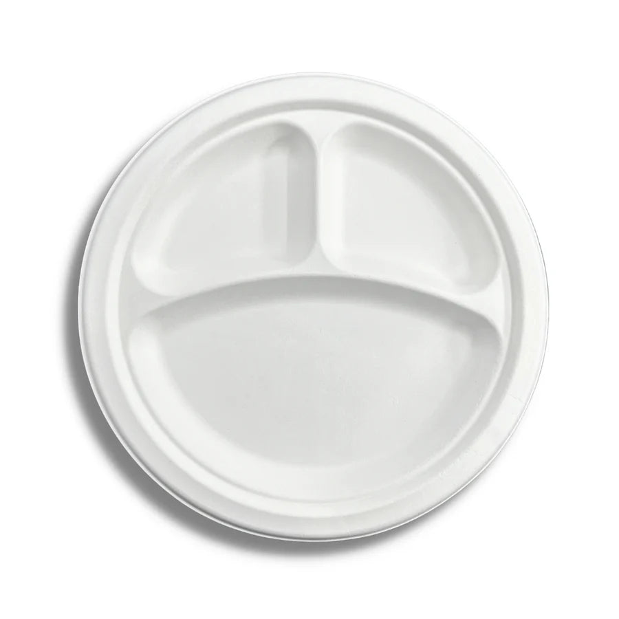 BAGASSE 3-COMPARTMENT PLATE