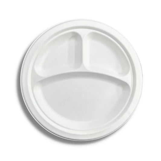 BAGASSE 3-COMPARTMENT PLATE